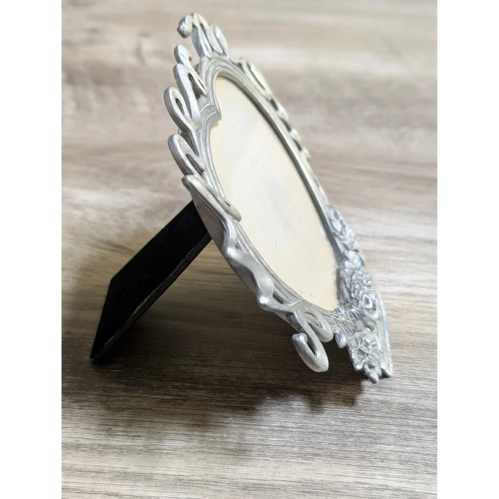 Vintage Heart Pewter Metal Floral Basket 'Super Mom' Script Picture Frame by SUN